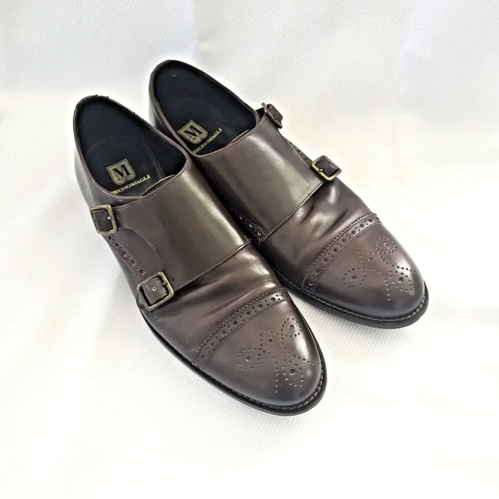 👞 Bruno Magli Alfanzo Shoes – Men's 11M – Dark Brown Monk Strap – Italy Leather